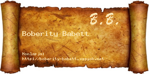 Boberity Babett névjegykártya